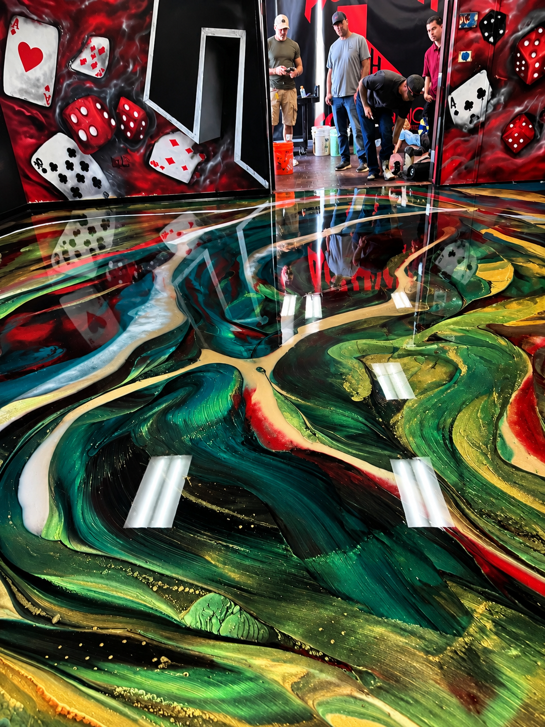 Glossy studio floor and shooting space